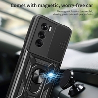 Pour OPPO Reno12 Pro 5G Global, coque de téléphone en TPU+PC avec design de protection coulissante pour l'appareil photo