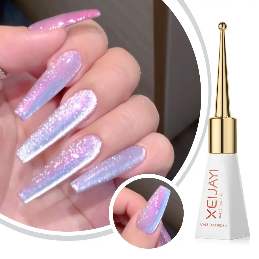 XEIJAYI 2024 Rose oeil de chat ongles Gel UV Gel mode vente chaude couleur chaude diamant oeil de chat ongles Gel vernis en gros