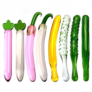 Tapón Anal de Cristal Transparente, Estimulador Anal y Vaginal Frío/Caliente, Varita de Placer Verde/Blanco/Rosa, Impermeable, 16-18cm - Product Image 1