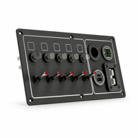 Panneau de commutation 5 voies 12V/24V avec fusibles, USB 30W PD3.0 QC3.0, voltmètre, prise CC et connecteur Anderson DAMAVO pour bateau, camping-car, camion