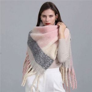 Elegante Bufanda de Cachemira a Cuadros de Lujo para Mujer, Invierno 2022, Chales y Pañuelos Pashmina - Product Image 3