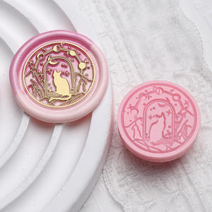 Têtes de tampons en plastique pour sceau de cire, tampons de journal créatifs, ensemble de tampons ronds - Product Image 5