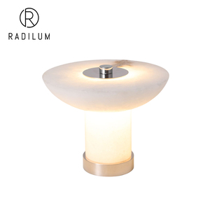 Alabaster Table Lamp Metal Nordic Modern Luxury Villa Bedroom Bedside Hotel Desk Stone Mushroom Art Decorative Night <b>Light</b> - Product Image 1