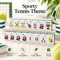 Ensemble de Mahjong Américain Thème Tennis Personnalisé en Gros, 154 Tuiles, 3 Couches, en Acrylique, avec Raquette, Balle et Joker, Cadeau Brunch