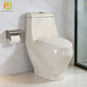 <span class=keywords><strong>WC</strong></span> monobloc moderne couleur ivoire avec chasse d'eau par gravité, siège en céramique à fermeture douce et fonction bidet - Product Image 1