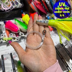 Señuelo de Pesca de Arrastre para Pesca Mayor, 160 mm, 46 g, <span class=keywords><strong>Punta</strong></span> de Metal ABS, Cola de Pluma, Resina con Brillo UV en la Oscuridad, para Atún, Pez Rey, Río, Lago - Product Image 2