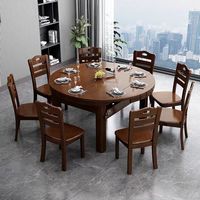 Massivholz Ovaler Esstisch Chinesischer Stil Modernes Minimalistisches Design Ausziehbar Klappbar Wohnmöbel Geeignet für Kleine Wohnungen