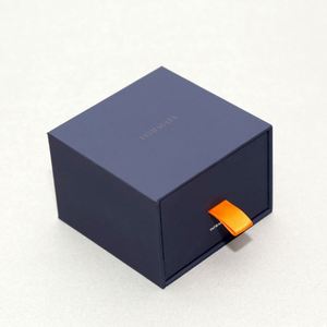 Luxury <b>Black</b> Textured Paper Cufflink <b>Gift</b> Drawer <b>Box</b> with Foam Insert, Ribbon, and Lid - Product Image 4