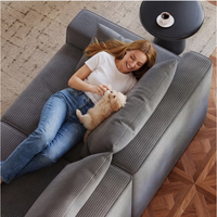 Canapé modulaire en velours côtelé noir OEM, canapé-lit massant convertible en forme de L avec chaise longue