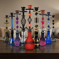 Set Hookah Kaca Kustom Shisha Arab Lengkap dengan Botol Dekoratif Berlapis Embun, Cocok untuk Hadiah dan Perjalanan