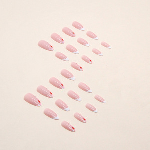 Haute qualité prix de gros 24 pièces <span class=keywords><strong>faux</strong></span> ongles Girly rose français amande <span class=keywords><strong>faux</strong></span> ongles doux amour <span class=keywords><strong>saint</strong></span> <span class=keywords><strong>valentin</strong></span> pressé sur les ongles - Product Image 4