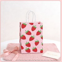 Sacs fourre-tout personnalisés en papier kraft imprimé fraises, écologiques, pour cadeaux, bougies, fêtes d'anniversaire, avec poignées, faible MOQ, marque privée