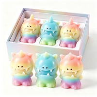 Ensemble de jouets sensoriels anti-stress licorne monstre dégradé arc-en-ciel pastel, 6 pièces