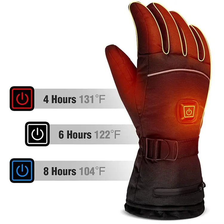 big Battery USB Rechargeable Waterproof Winter Ski Electric Heated Gloves for Men