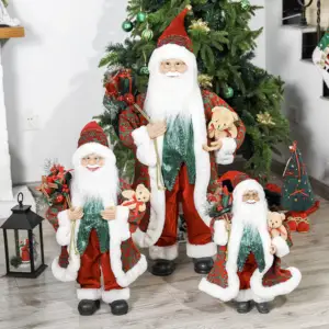 2024 Neuzugang Weihnachten Weihnachtsmann Zierpuppen mit Geschenken Bär Stehender Weihnachtsmann Figuren für Party&Weihnachtsdekoration