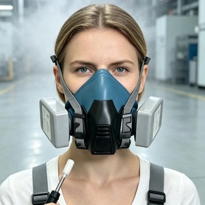 Respirateur à <span class=keywords><strong>peinture</strong></span> CE ABEK, <span class=keywords><strong>masque</strong></span> de sécurité demi-visage réutilisable <span class=keywords><strong>avec</strong></span> filtres à <span class=keywords><strong>cartouche</strong></span> pour revêtement industriel - Product Image 5
