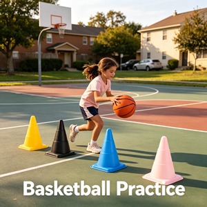 Ensemble de jouets sportifs 3 en 1 pour enfants avec cônes d'entraînement et pompe - <span class=keywords><strong>Football</strong></span>, basketball et soccer gonflables pour jeu actif en intérieur et en extérieur - Product Image 3