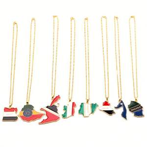 YBcustom OEM/ODM esmaltado África América <span class=keywords><strong>Asia</strong></span> <span class=keywords><strong>Europa</strong></span> país bandera collar <span class=keywords><strong>mapa</strong></span> del mundo collares para mujeres - Product Image 2