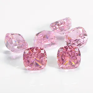 Natural bottom faceted cut synthetic diamond pink color gemstone wholesale