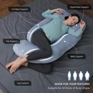 Oreiller de grossesse complet en forme de U de 57 pouces pour un sommeil confortable Housse amovible pour les femmes enceintes - Product Image 3