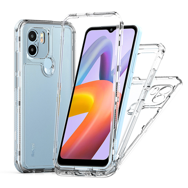 360 Full Body Protection Hard Acrylic TPU Crystal Clear Transparent Phone Case Back Cover for Xiaomi Redmi A2 A2+