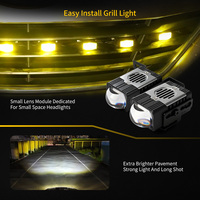 Kit de feux LED universels 12V pour calandre de voiture, 50W, blanc/jaune, projecteurs stroboscopiques, étanches IP68, avec ventilateur de refroidissement