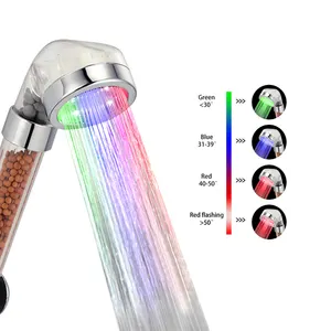 Светодиодная светящаяся цветная душевая головка с изменением цвета, отрицательно-ионная душевая головка С трехцветным контролем температуры, светодиодный ручной душ
