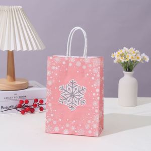 Bolsa de Regalo de Papel Navideña Personalizada, Diseño de Lujo para Compras con Copos de Nieve Invernales, Elegante y Personalizada - Product Image 5