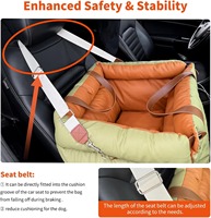 Siège de voiture pour chien en similicuir de luxe moderne, convertible multi-positions, avec housse imperméable et lavable, et harnais métallique