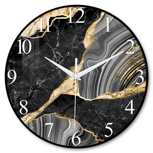 <span class=keywords><strong>Orologio</strong></span> <span class=keywords><strong>da</strong></span> <span class=keywords><strong>Parete</strong></span> Scenico con Lancette in Vetro Nero e Cristallo con Accenti Dorati per Arredamento <span class=keywords><strong>Moderno</strong></span> di Lusso Soggiorno Ufficio - Product Image 1
