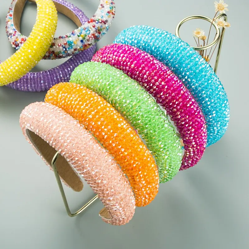 Accesorios para el cabello ostentosos de lujo Diademas coloridas Diadema con cuentas para mujer Bandas para el cabello de cristal