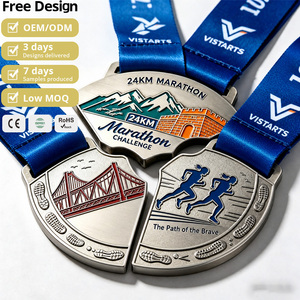 Médailles de sport épaisses et ajourées de haute qualité, découpées en 3D, plaquées, pour marathon, avec ruban lourd – Fabricant - Product Image 1