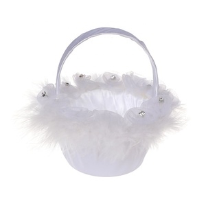 Panier de fleurs en dentelle pour demoiselle d'honneur, panier de fleurs blanches pour fille, Vintage, rustique, cérémonie de <span class=keywords><strong>mariage</strong></span>, décorations de <span class=keywords><strong>Table</strong></span> de douche nuptiale - Product Image 1