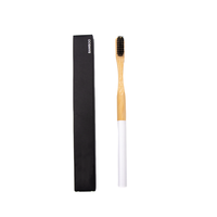 Brosse à dents en bambou écologique charbon de bois biodégradable non toxique peinture couleur manche rond brosse à dents pour adulte