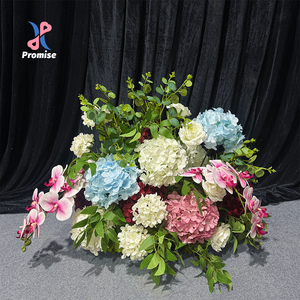 Elegante Camino de Flores Artificiales de Seda en Rosa Macaron, Azul y Blanco para el Pasillo de Boda, Recepción, Escenario, Decoración Floral para el Día de la Madre - Product Image 1