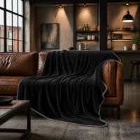 Luxuriöse Dreieckig Genähte Flanell-Decke Superweiche Schwarze Wurfdecke Dekorative Einfassung Gemütliche Plüsch-Bettdecke Modernes Zuhause
