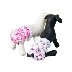Fralda feminina reutilizável de renda premium fashion para cachorros, fraldas laváveis flexíveis e absorventes macias para meninas, cachorros em período de calor