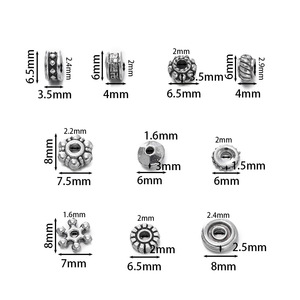 Cuentas espaciadoras de plata tibetana, planas y redondas, chapadas en aleación de zinc, para la fabricación de pulseras - Product Image 2