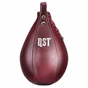 Bolsa de boxeo de cuero sintético marrón para entrenamiento de boxeo, ligera, cosida fuerte, aumenta la velocidad de perforación, bolsa de boxeo MMA