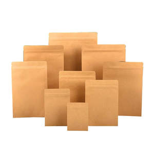 Custom Reusable Brown Flat 3 Side Seal Food Grade Packaging Kraft Paper <b>Pouch</b> Biscuit Food Candy Chewing Gum Storage Ziplock Bag - Product Image 1