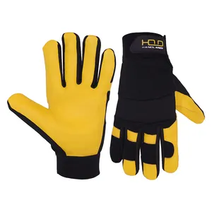 PRISAFETY New Trend Goatskin Leather Work Gloves neoprene knuckle working manufacturers full grain palm