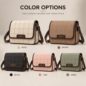 Sac bandoulière unisexe en toile à carreaux avec logo personnalisé, petit sac messager à rabat, design minimaliste, faible MOQ, OEM - Product Image 6