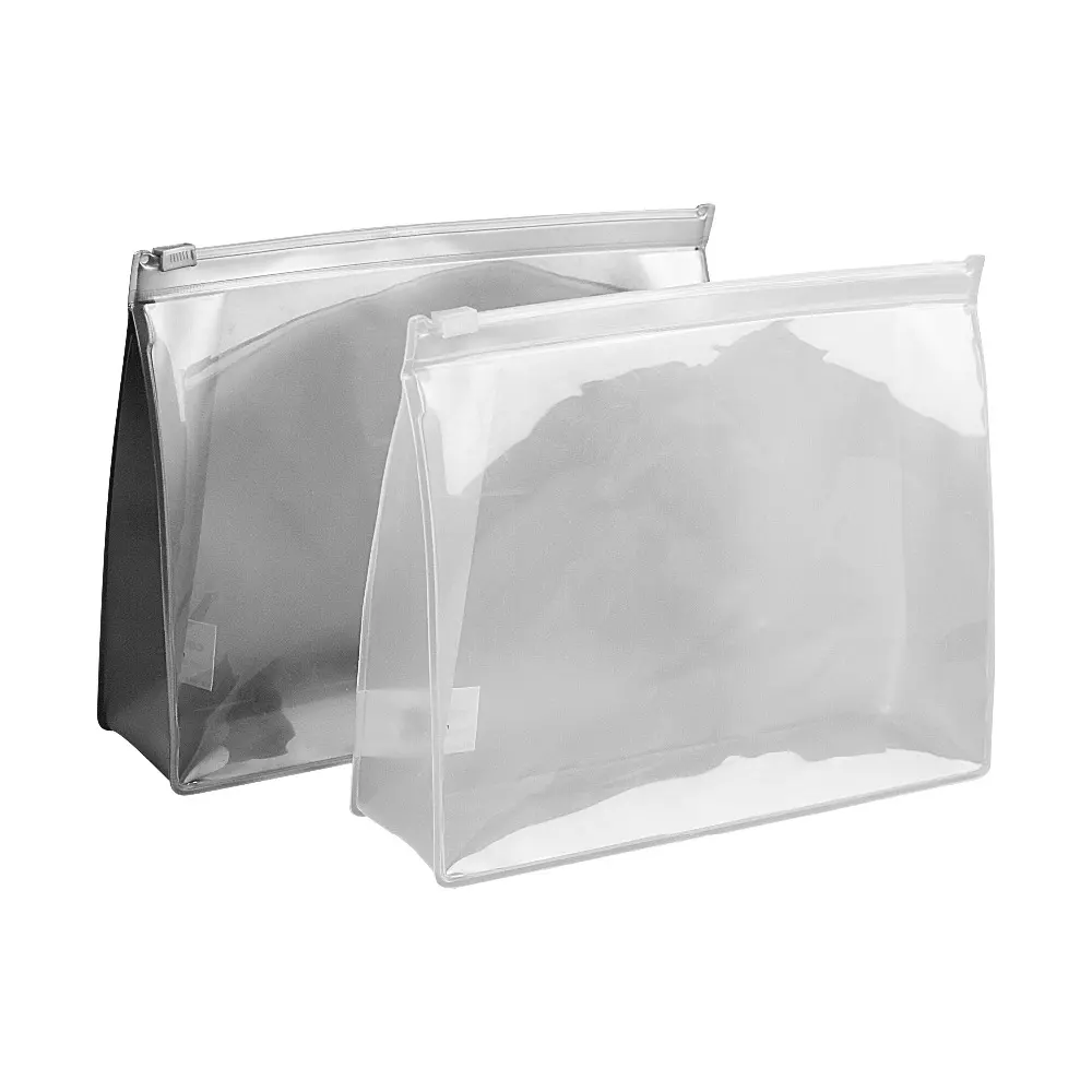 Bolsa de plástico con cremallera para maquillaje, conjunto de promoción para el cuidado de la piel, vinilo transparente esmerilado EVA