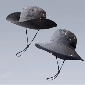 Gorra de pescador ajustable para exteriores, sombreros de Pesca para el sol, sombrero de ala ancha, protección Uv de verano, sombrero de cubo de nailon impermeable en blanco con cuerda - Product Image 4