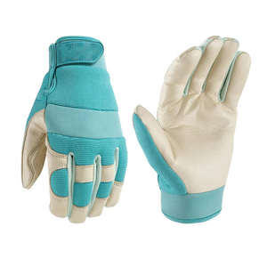 Profesional para mujer azul corto cuero de vaca Spandex costura neopreno nudillo Flexible agua espina prueba jardín guantes - Product Image 1