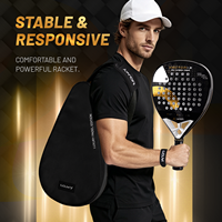 Raquette de padel professionnelle Caston Sports VECTOR-X -Gold 18K en fibre de carbone avec noyau en mousse à mémoire de forme EVA haute densité