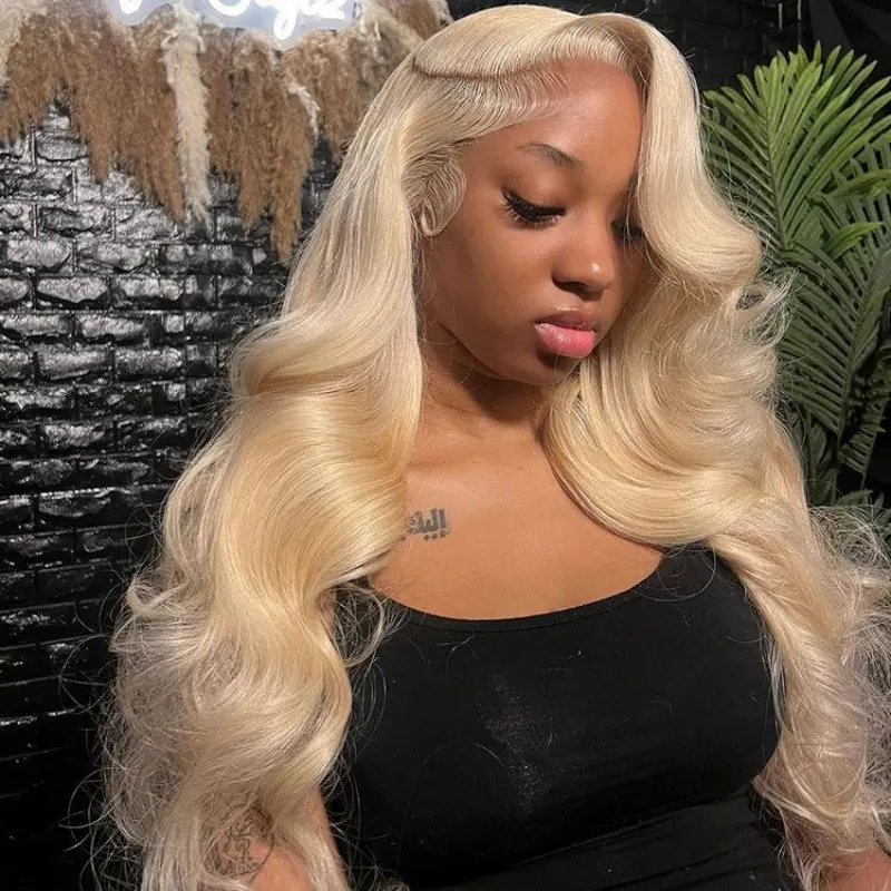 Wig Wigs Letsfly 613 Lace Front Wig Human Hair 13X4 Lace Front Wigs For Women Blonde Wig 30inch Body Wave Perruques