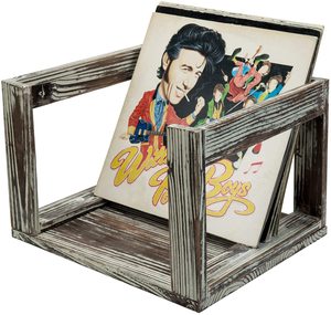 Rustic Torched Solid Wood Vinyl Record Storage Crate, LP Album Organizer Display Box