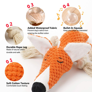 Jouets à mâcher pour chiens écologiques personnalisés, jouets en peluche sonores durables pour animaux de compagnie, pour les chiens agressifs, pour nettoyer les dents des chiots - Product Image 2