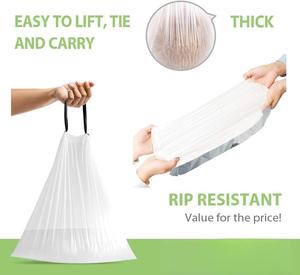 Huamaohengchun Bolsas de Basura Pequeñas con Cordón de 4 Galones, Forros para Cestas de Basura, Sin Perfume, Forros para Contenedores de Basura de Baño - Product Image 4